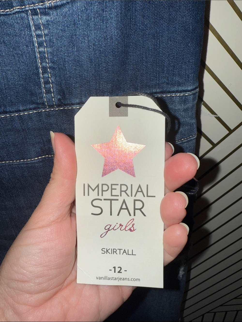 Imperial Star Indigo Denim Pinafore Dress with Frayed Hem - Picture 4 of 6